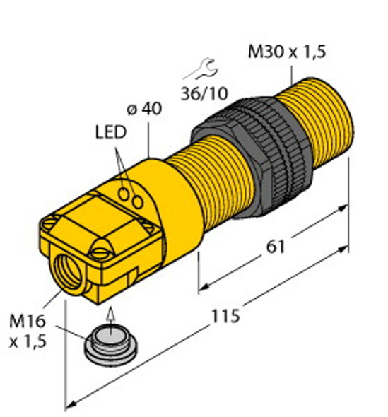 Turck Bi10-P30Sr-Fz3X2/S85 Inductive Sensor, With Increased Temperature Range, Standard