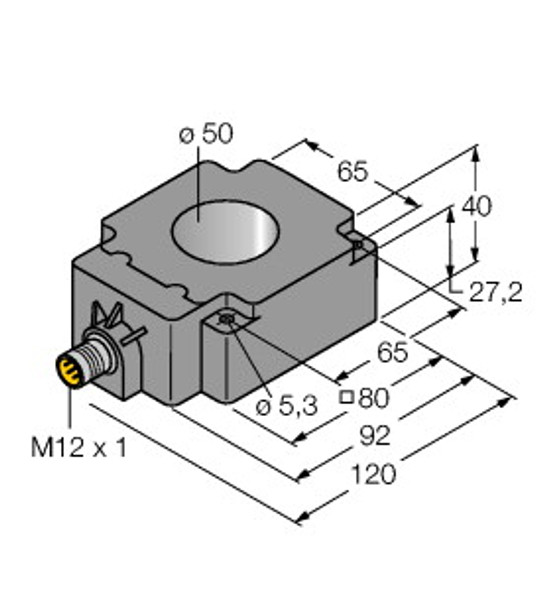 Turck Bi50R-Q80-2Lu-H1141/S950 Inductive Sensor, For Material Recognition, Standard
