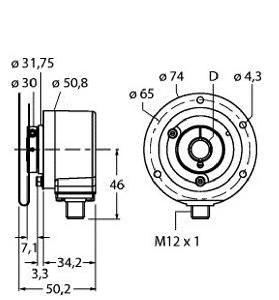 Turck Ri-12Ha4E1-2B100-H1181 Incremental Encoder, Industrial Line