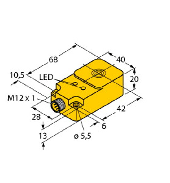 Turck Bi20-Q20-Ap45X2Ld-H1141 Inductive Sensor, For Use in Vehicle Board Nets, Standard