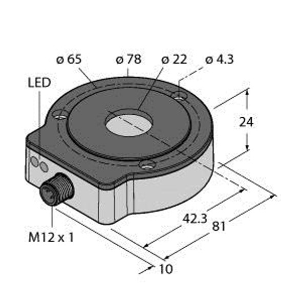 Turck Ri360P0-Eqr24M0-Incrx2-H1181 Contactless Encoder with Stainless Steel Housing, Incremental: 1 ? 5000 ppr, Premium Line