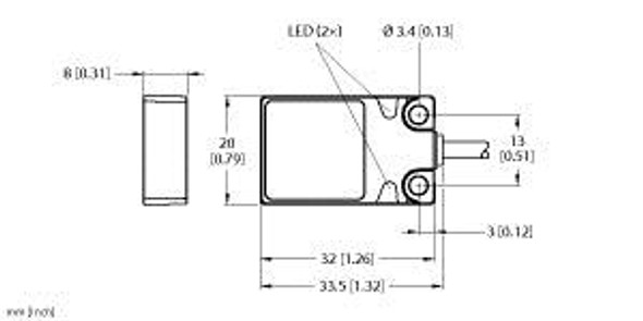 Turck Bi5-Q08-Vp6X2 7M Inductive Sensor, Standard