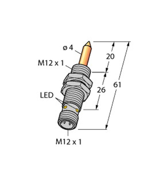 Turck Nimfe-Em12/4.0L61-Un6X-H1141/S1182 Magnetic Field Sensor, With TIN Coating, For Detection of Ferromagnetic Parts, Standard