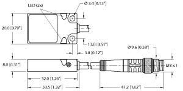 Turck Bi5U-Q08-Ap6X2-0.2-Psg3M Inductive Sensor, With Increased Switching Distance, uprox