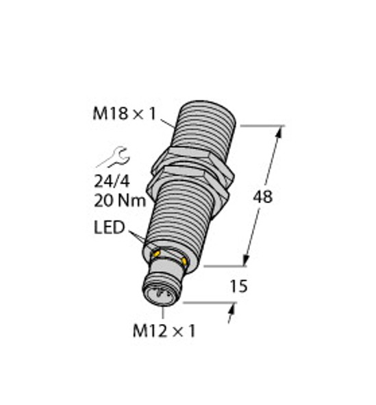 Turck Ru40U-M18M-Up8X2-H1151 Ultrasonic Sensor, Diffuse Mode Sensor