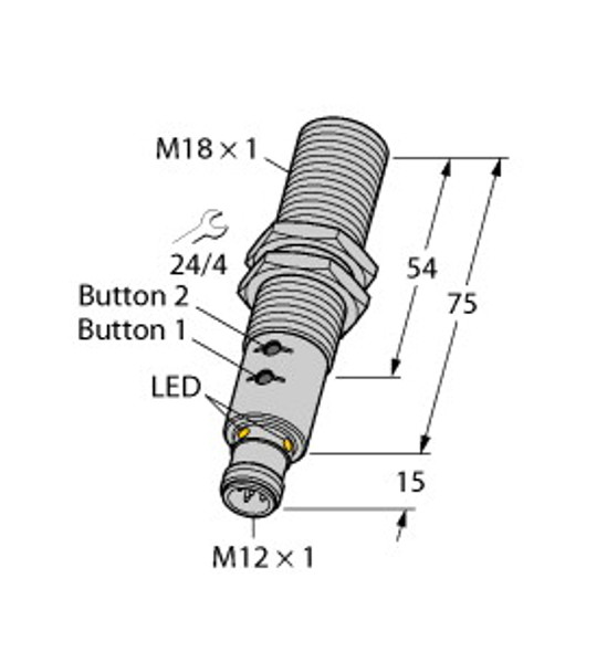 Turck Ru40U-M18E-2Up8X2T-H1151 Ultrasonic Sensor, Diffuse Mode Sensor