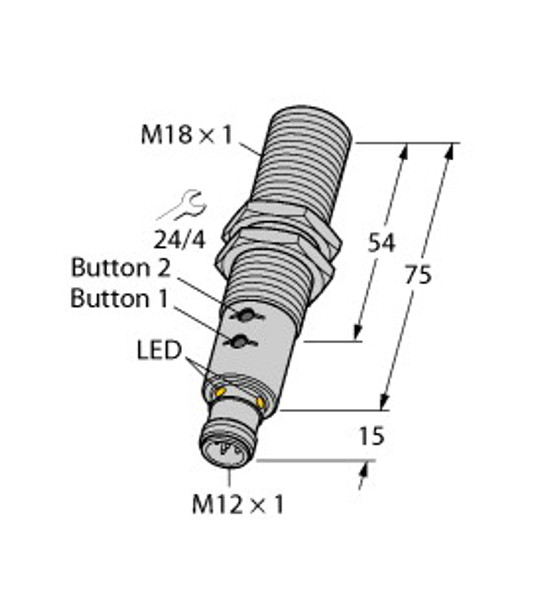 Turck Ru130U-M18E-Liu2Pn8X2T-H1151 Ultrasonic Sensor, Diffuse Mode Sensor