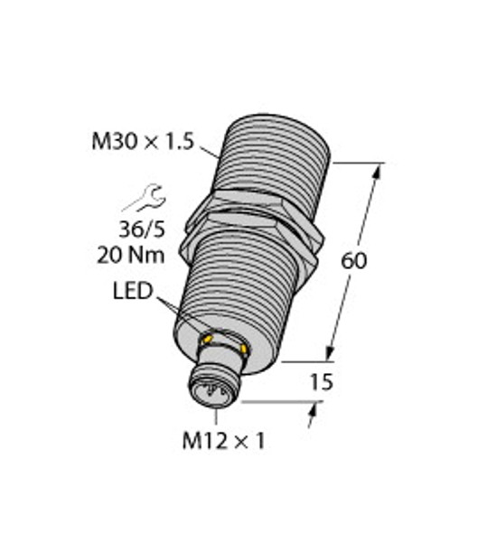 Turck Ru40U-M30M-2Up8X2-H1151 Ultrasonic Sensor, Diffuse Mode Sensor