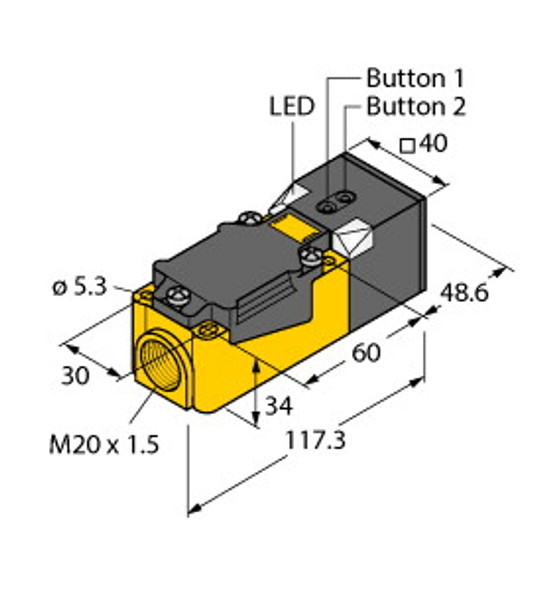 Turck Ru200-Cp40-Liu2P8X2T Ultrasonic Sensor, Diffuse Mode Sensor