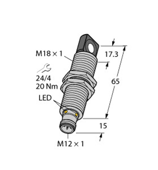 Turck Ru40L-M18Ms-Up8X2-H1151 Ultrasonic Sensor, Retroreflective Sensor