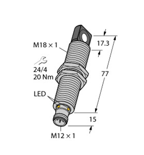 Turck Ru40U-M18Es-Li8X2-H1151 Ultrasonic Sensor, Diffuse Mode Sensor