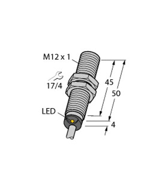 Turck Bi4-M12-Vp6X 7M Inductive Sensor, With Increased Switching Distance