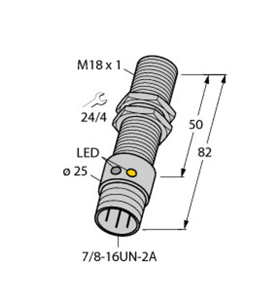 Turck Bi5-G18-Rdz30X2-B1331 Inductive Sensor, Standard