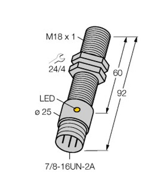 Turck Bi5-G18-Rz3X-B1331 60Mm Inductive Sensor, Standard