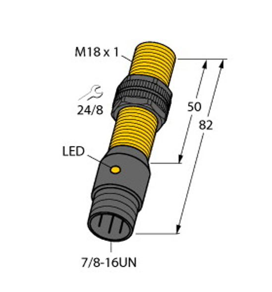 Turck Bi5-P18-Rz3X-B2331/S100 Inductive Sensor, With Increased Temperature Range, Standard