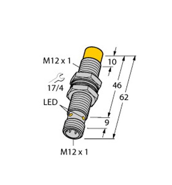 Turck Ni8-M12E-Ad4X-H1144 Inductive Sensor, With Increased Switching Distance, Standard