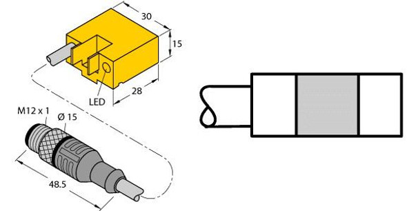 Turck Bim-Akt-Ad4X-0.2-Rsv4.2T W/Kla1 Magnetic Field Sensor, for pneumatic cylinders