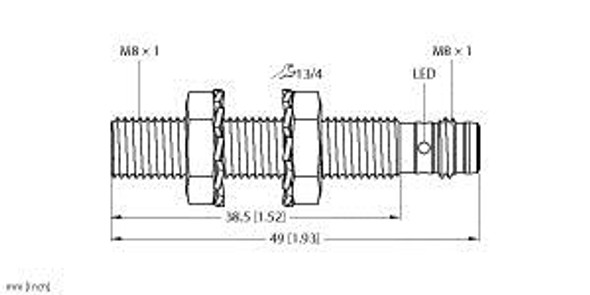 Turck Bi2-Eg08-Ap6X-V1131/S1589 Inductive Sensor, With Increased Switching Distance, Standard