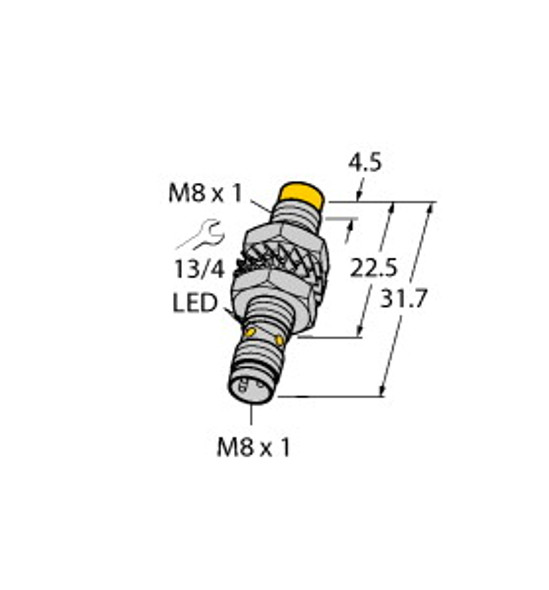 Turck Ni3-M08K-An6X-V1131 Inductive Sensor, With Increased Switching Distance, Standard