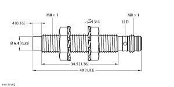 Turck Ni3-Eg08-An6X-V1131 Inductive Sensor, Standard