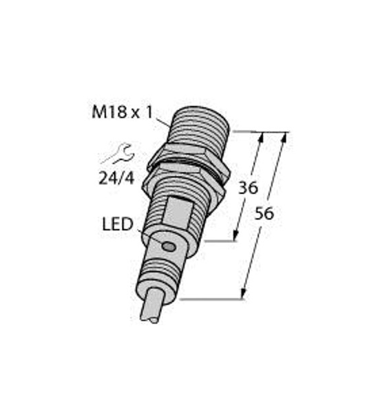 Turck Bi5-Eg18F-An6X Inductive Sensor, Stainless Steel Front, Standard