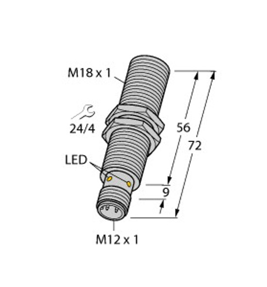 Turck Bi8-Em18E-Rp6X-H1143 Inductive Sensor, With Increased Switching Distance, Standard