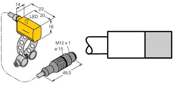 Turck Bim-Pst-Ap6X-0.2-Rsv4T W/Klp80 Magnetic Field Sensor, for pneumatic cylinders