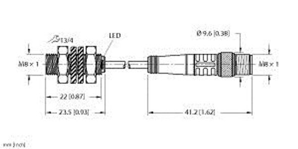 Turck Bi2-Eg08K-An6X-0.2-Psg3M Inductive Sensor, With Increased Switching Distance, Standard