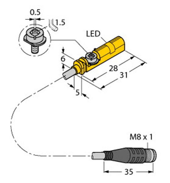 Turck Bim-Unt-Ap6X-0.3-Psg3S Magnetic Field Sensor, For Pneumatic Cylinders