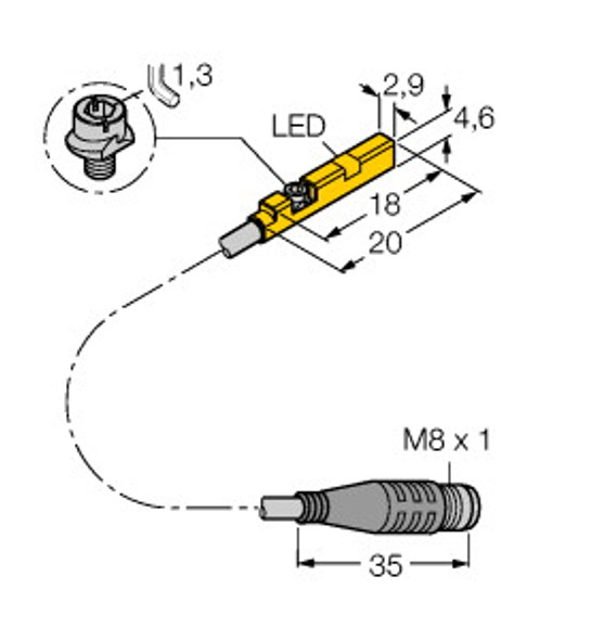 Turck Bim-Unr-Ap6X-0.3-Psg3F W/M Magnetic Field Sensor, For Pneumatic Cylinders