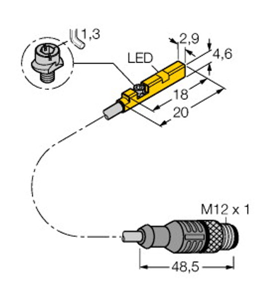 Turck Bim-Unr-Ap6X-0.3-Rs4 W/M Magnetic Field Sensor, For Pneumatic Cylinders