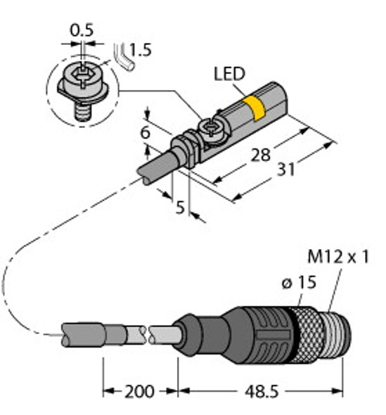 Turck Bim-Unt-Ap6X-0.5-Rs4/S1765 Magnetic Field Sensor, for pneumatic cylinders