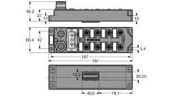 Turck Fldp-Iom124-0002(A2) Fieldbus I/O module PROFIBUS-DP, 12 digital pnp inputs, 4 digital outputs 2 A