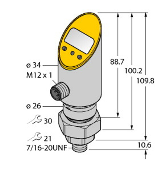 Turck Ps010V-505-Luupn8X-H1141 Pressure Transmitter (Rotatable), With Voltage Output and PNP/NPN Transistor Switching Output