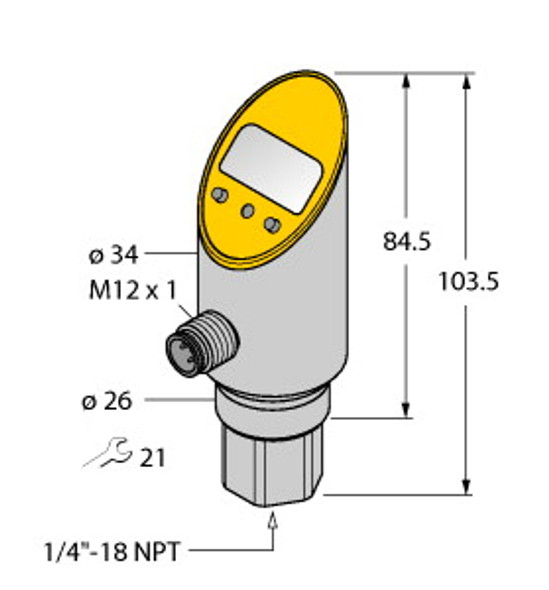 Turck Ps250R-302-Li2Upn8X-H1141 Pressure sensor, With Analog Output and PNP/NPN Transistor Switching Output, Output 2 Reprogrammable as Switching Output