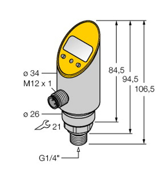 Turck Ps600R-304-Li2Upn8X-H1141 Pressure sensor, With Analog Output and PNP/NPN Transistor Switching Output, Output 2 Reprogrammable as Switching Output
