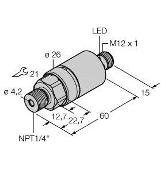 Turck Pc010V-203-2Upn8X-H1141 Pressure Sensor, 2 PNP/NPN Transistor Switching Outputs