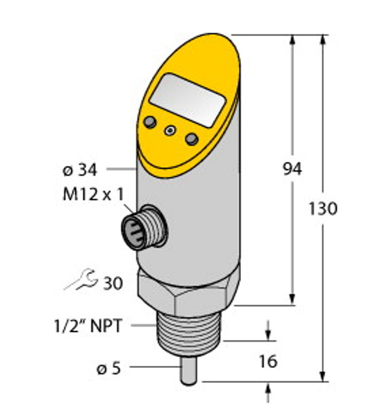 Turck Ts-530-Li2Upn8X-H1141-L016 Temperature Detection, With Current Output and PNP/NPN Transistor Switching Output, Output 2 Reprogrammable as Switching Output