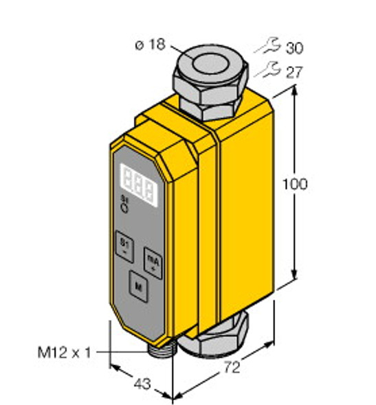 Turck Ftci-18D15A4P-Li-Up8X-H1141 Flow Rate Measurement, Inline Sensor with Integrated Processor