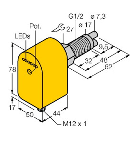 Turck Fcs-Gl1/2A2P-Lix-H1141/A Flow Monitoring, Immersion Sensor with Integrated Processor