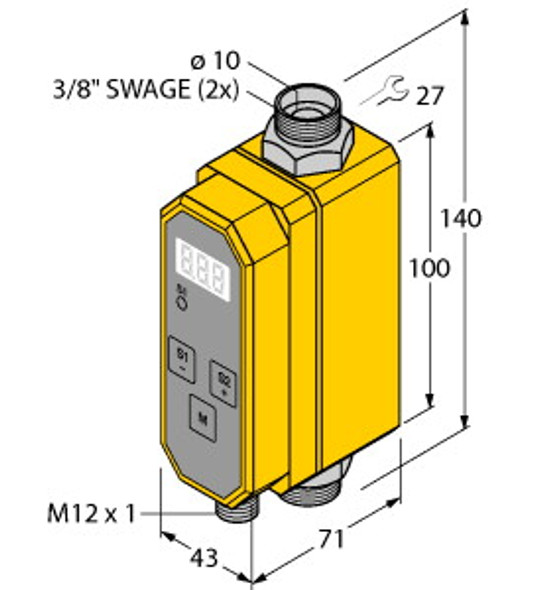 Turck Fci-D10A4P-2Arx-H1160/D201 Flow Monitoring, Inline Sensor with Integrated Processor, Relay Output 24 VDC NO