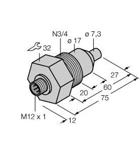 Turck Fcs-N3/4A4-Na-H1141/L060 Flow Monitoring, Immersion Sensor without Integrated Processor