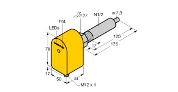 Turck Fcs-N1/2A4P-Ap8X-H1141/L120 Flow Monitoring, Immersion Sensor with Integrated Processor