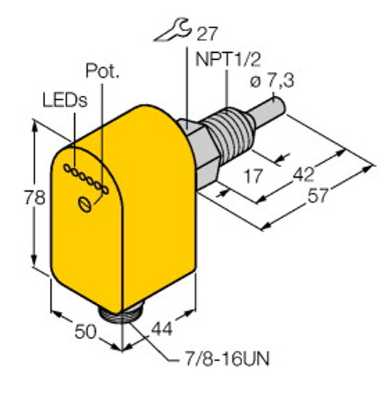 Turck Fcs-N1/2A4P-Arx-B1151/115Vac Flow Monitoring, Immersion Sensor with Integrated Processor