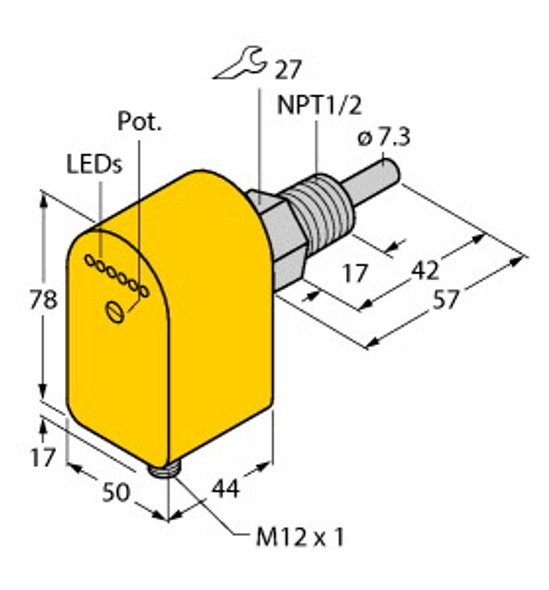 Turck Fcs-N1/2A4P-Lix-H1141/D037 Flow Monitoring, Immersion Sensor with Integrated Processor