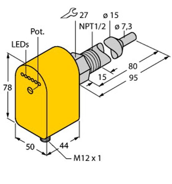 Turck Fcs-N1/2A4P-Lix-H1141/L080 Flow Monitoring, Immersion Sensor with Integrated Processor