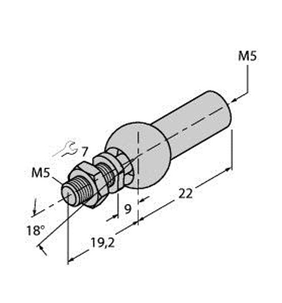 Turck Abva-M5 Accessories, Axial Joint for Guided Positioning Elements