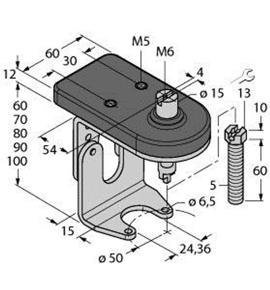 Turck Bts-Dsu35-Zf05-M5 Accessories, Mounting kit for manual valves