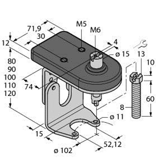 Turck Bts-Dsu35-Zf10-M8 Accessories, Mounting kit for manual valves