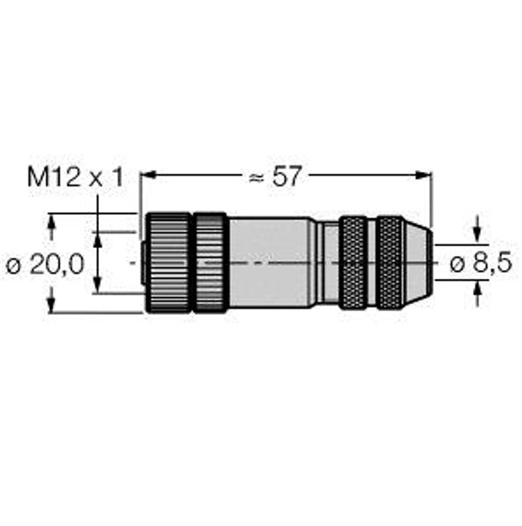 Turck Bmws8151-8.5 M12  1 Round Connector, Field-Wireable Connector, Female Connector, M12ÿÿ1, Straight